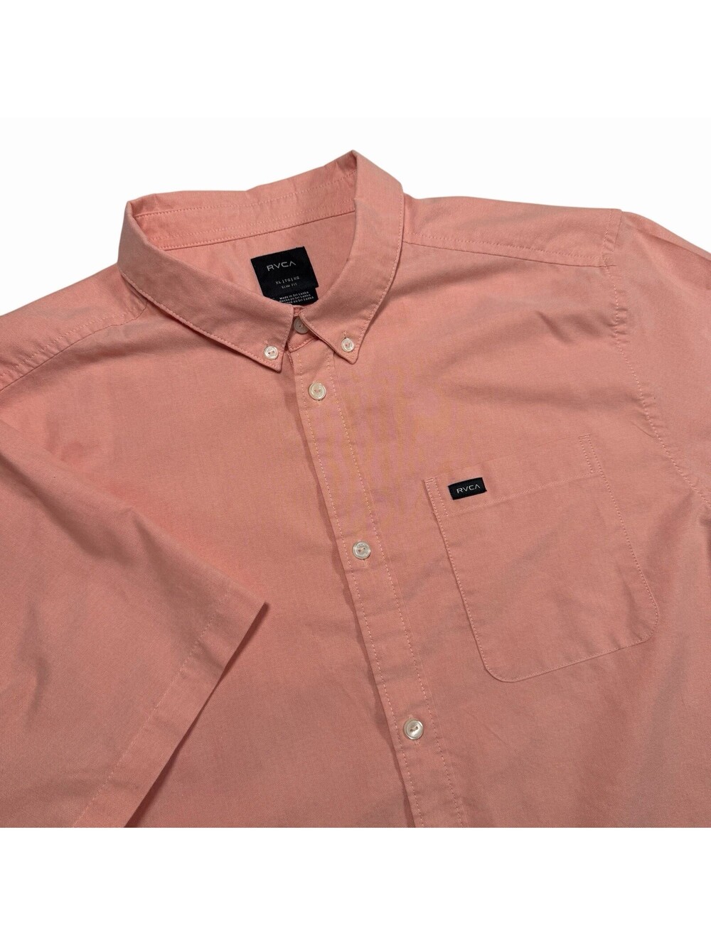 RVCA That'll Do Stretch Short Sleeve Button-Up Slim Fit, Oxford Shirt Pink XL